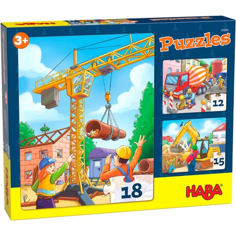 3-in-1-Puzzel Bouwvoertuigen