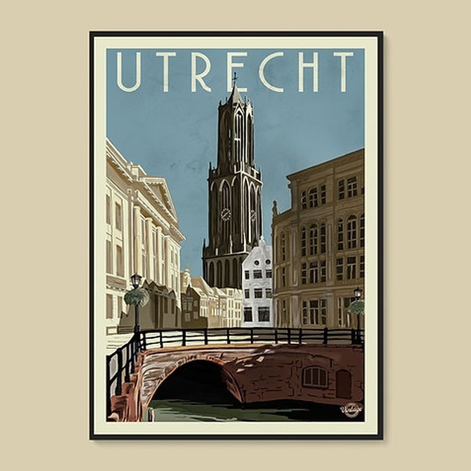 Utrecht Vintage Stadsposter Large