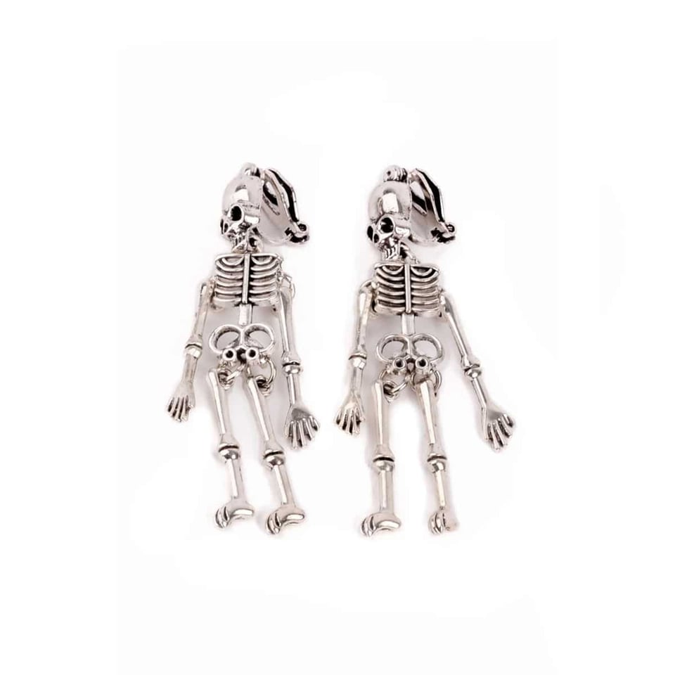 Great Pretenders Spooky Scary Skeleton Clip On Earrings