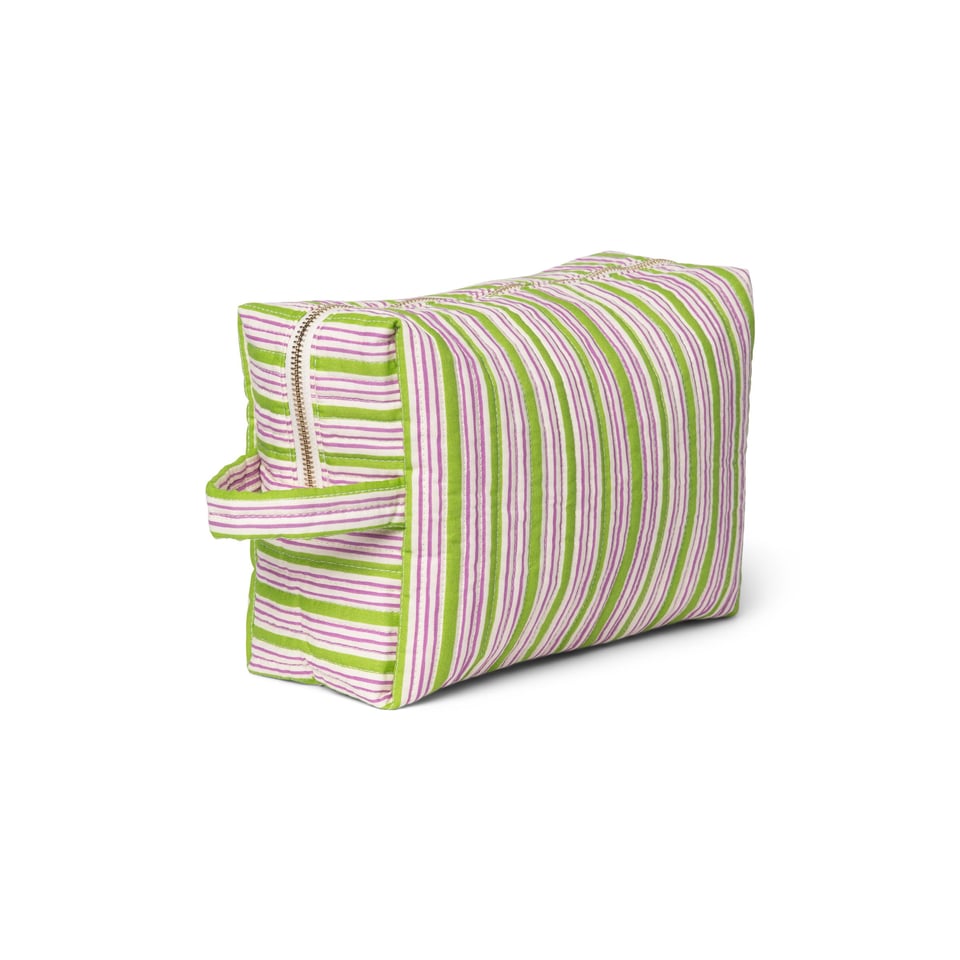 Titane Cotton Striped Toiletry Bag - Green
