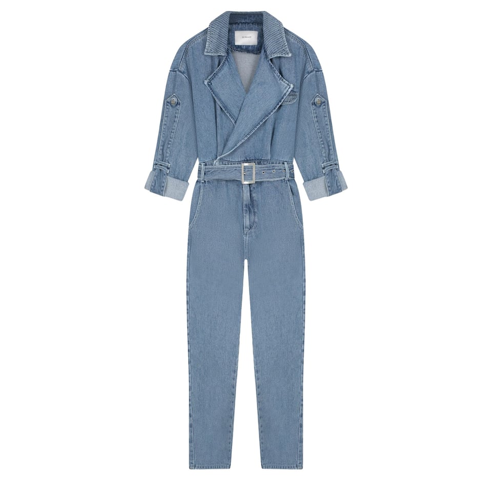 Homage to Denim Flowy Tailored Jumpsuit - Mid Blue