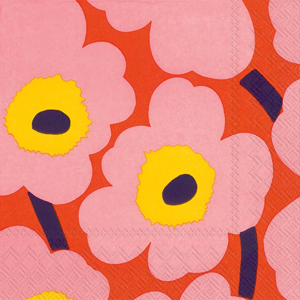 Marimekko Unikko Servetten Rose/oranje