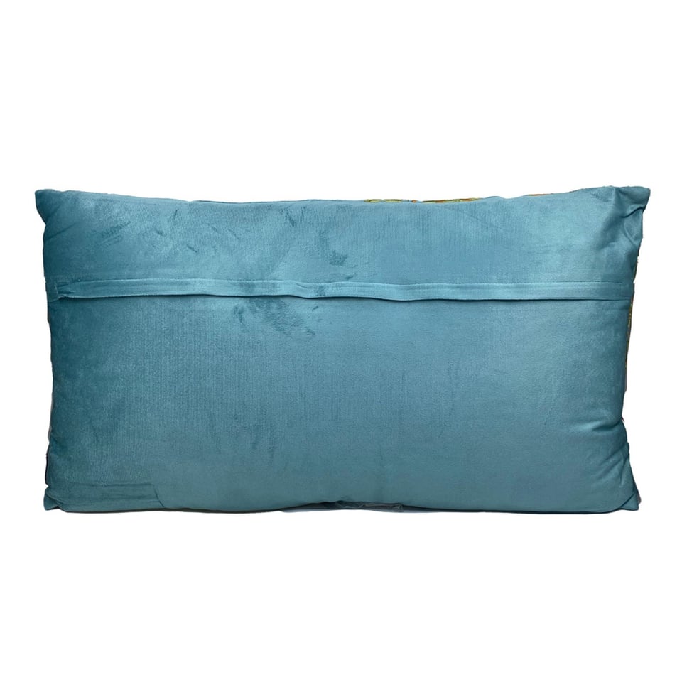 Sierkussen Vogels Op Tak Licht Blauw Velours 60x35cm