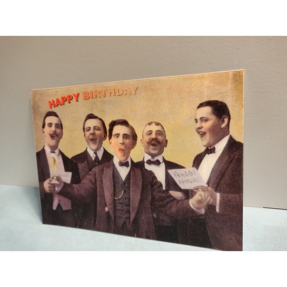 Lenticulaire Kaart Bewegend Happy Birthday Mannenkoor