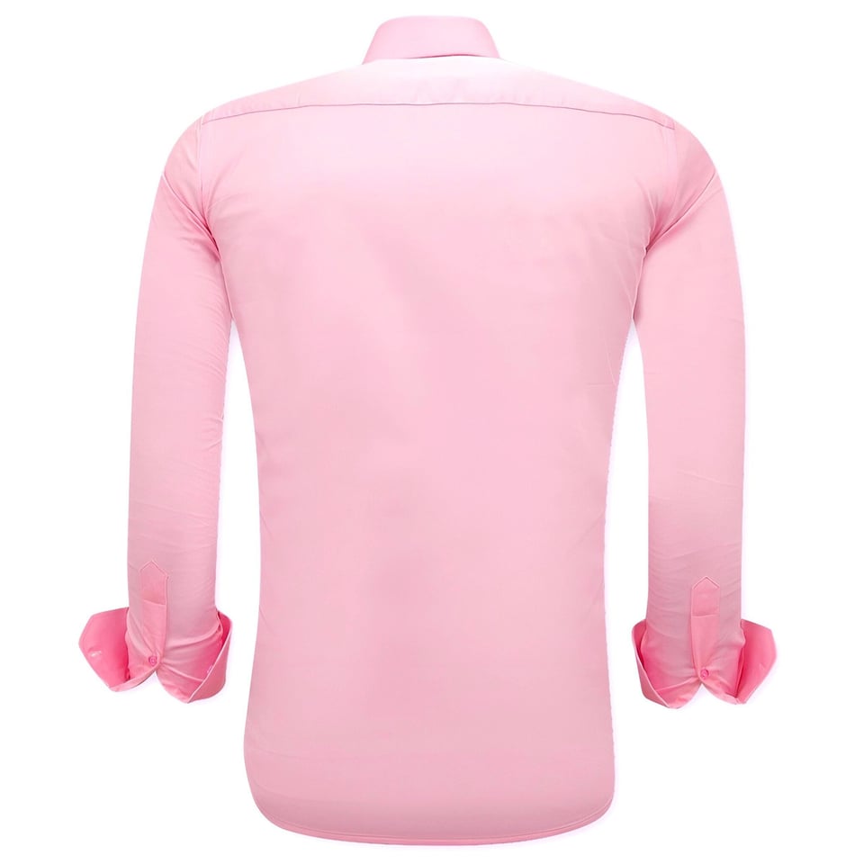 Luxe Blanco Satijn Hemd Voor Mannen - Slim Fit - 3071 - Roze