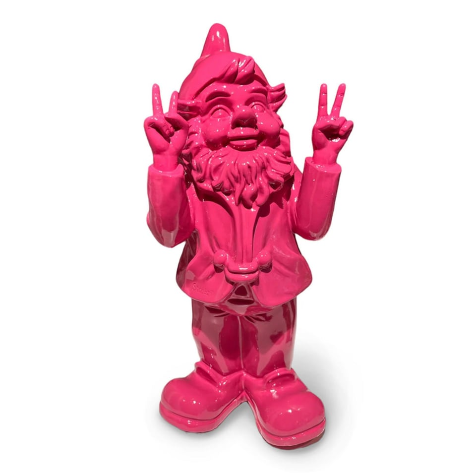 Beeldje Kabouter Peace Fuchsia 31cm