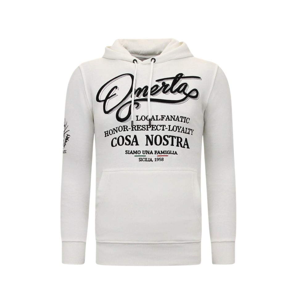 Exclusieve Heren Joggingspak - Omerta, Cosa Nostra - Wit