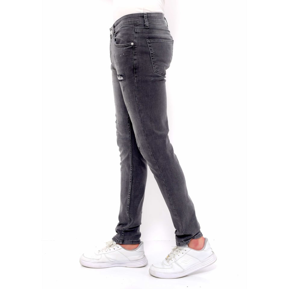 Slim Fit Jeans Heren Met Scheuren -DC-041- Grijs