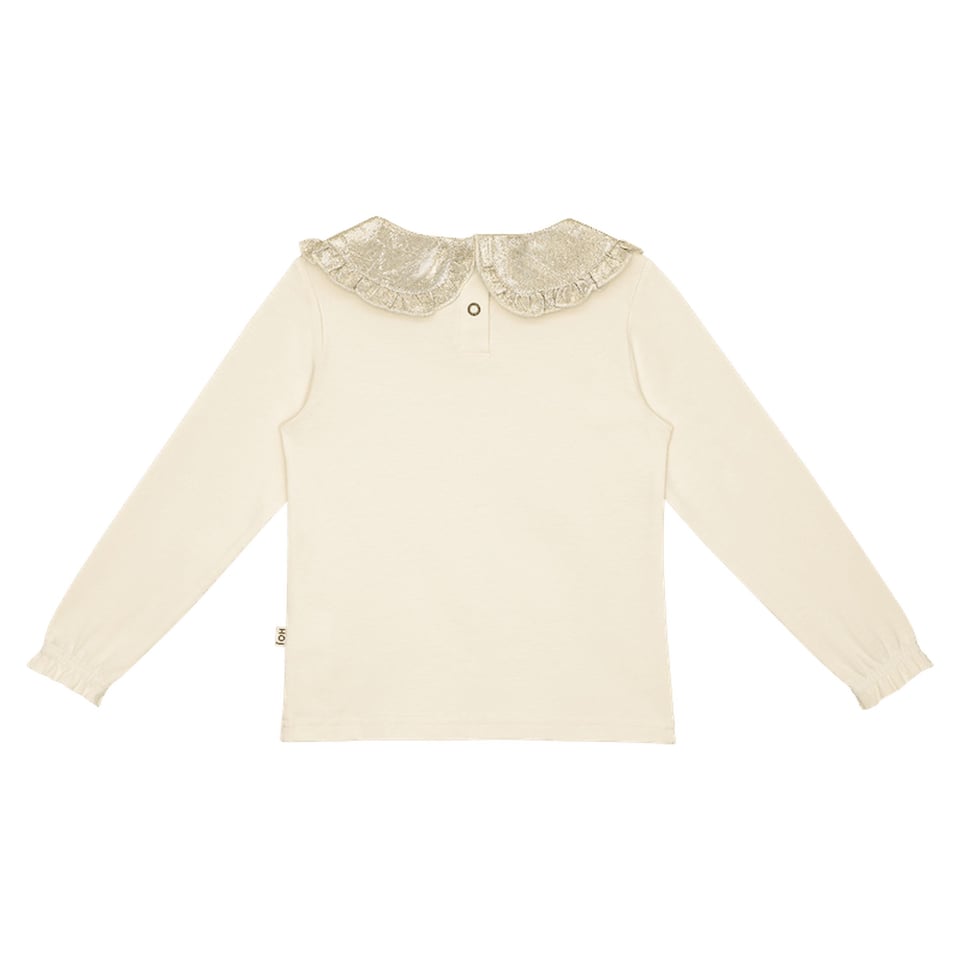 House of Jamie Collar Tee Cream & Shimmer Gold