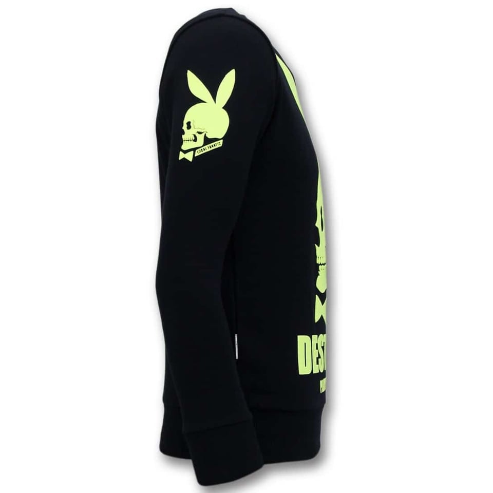 Luxe Sweater Mannen - Destroyed Playtoy - Navy /Zwart