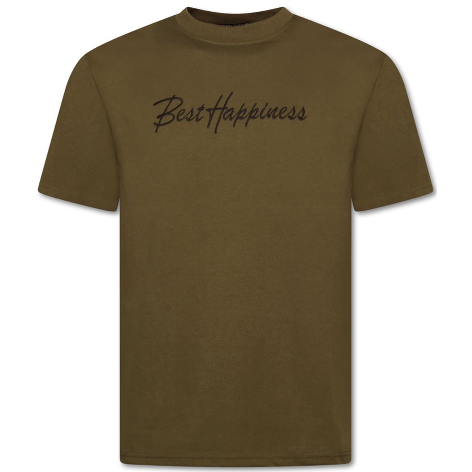T Shirt Heren Met Print Grappig - Oversized T Shirt Heren - Happiness - 688 - Bruin
