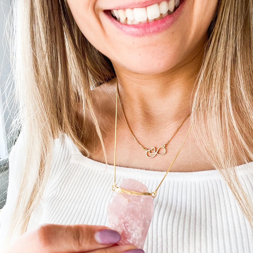 Raw Rose Quartz Necklace - The Path to Love