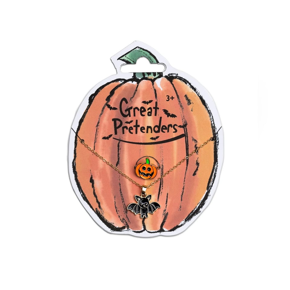 Great Pretenders Bat Necklace & Pumpkin Ring