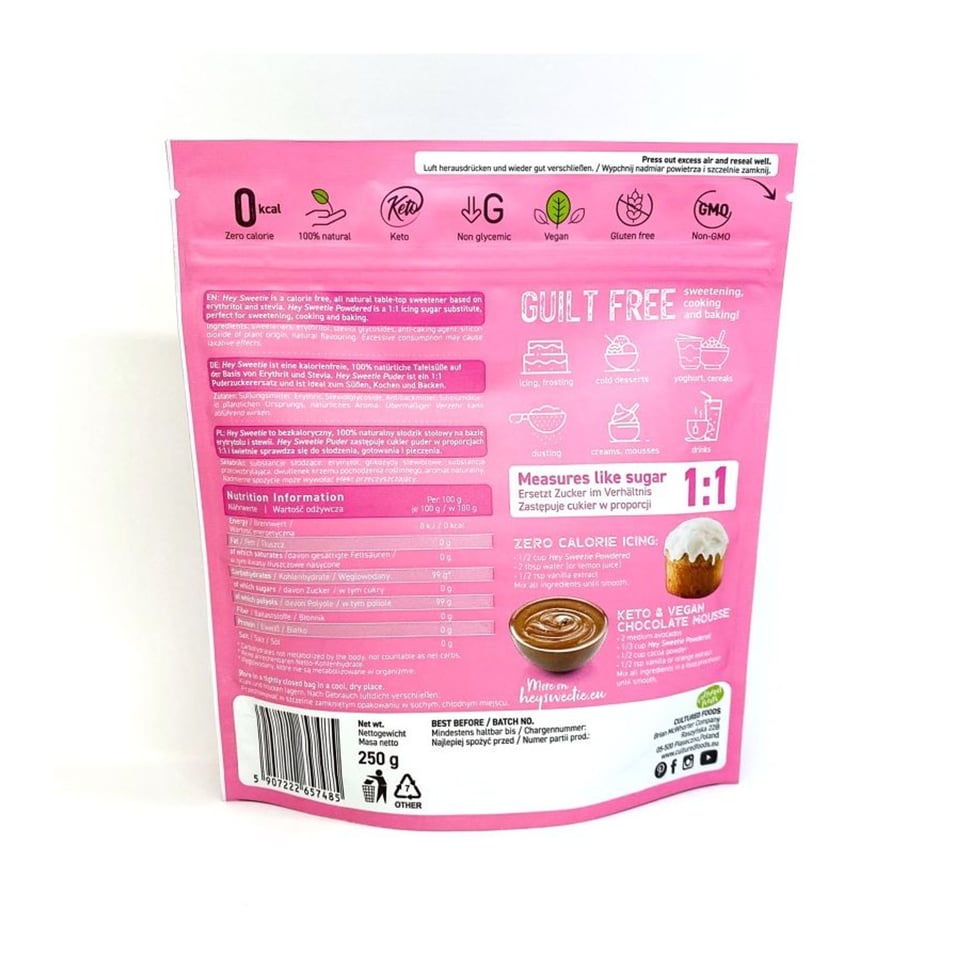 Cultured Foods Hey Sweetie Zero Kcal Sugar Replacer in Powder (250 G)