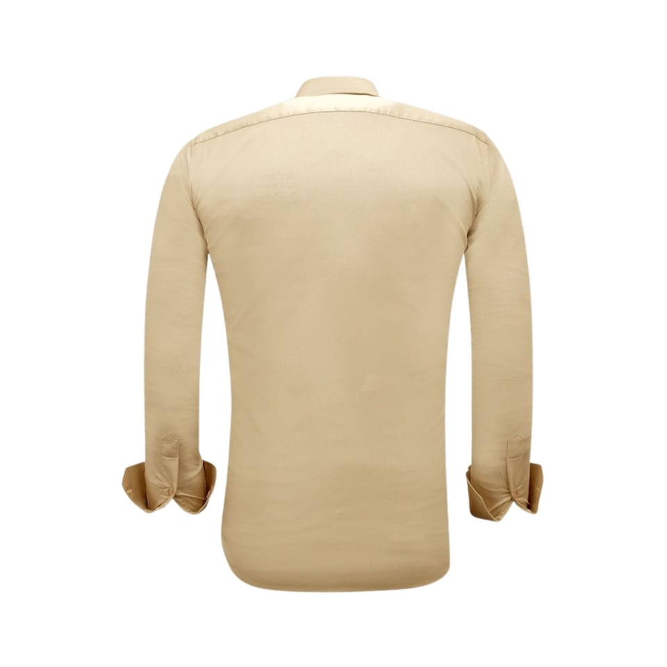 Luxe Blanco Moderne Satijn Overhemd - Slim Fit - 3070 - Beige