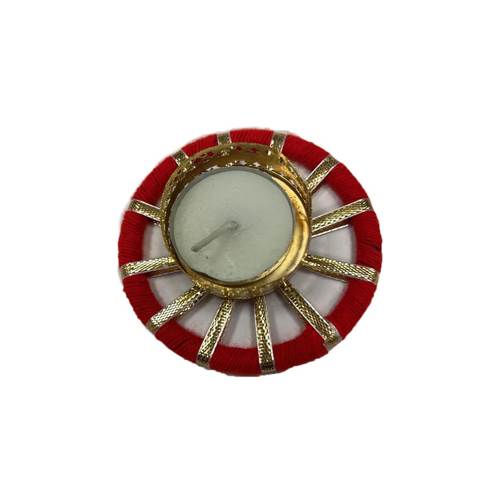 Round Shape Diya in Golden Strips 1 Pcs.