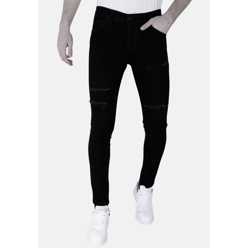 Zwarte Gescheurde Jeans Heren - Slim Fit -DP103