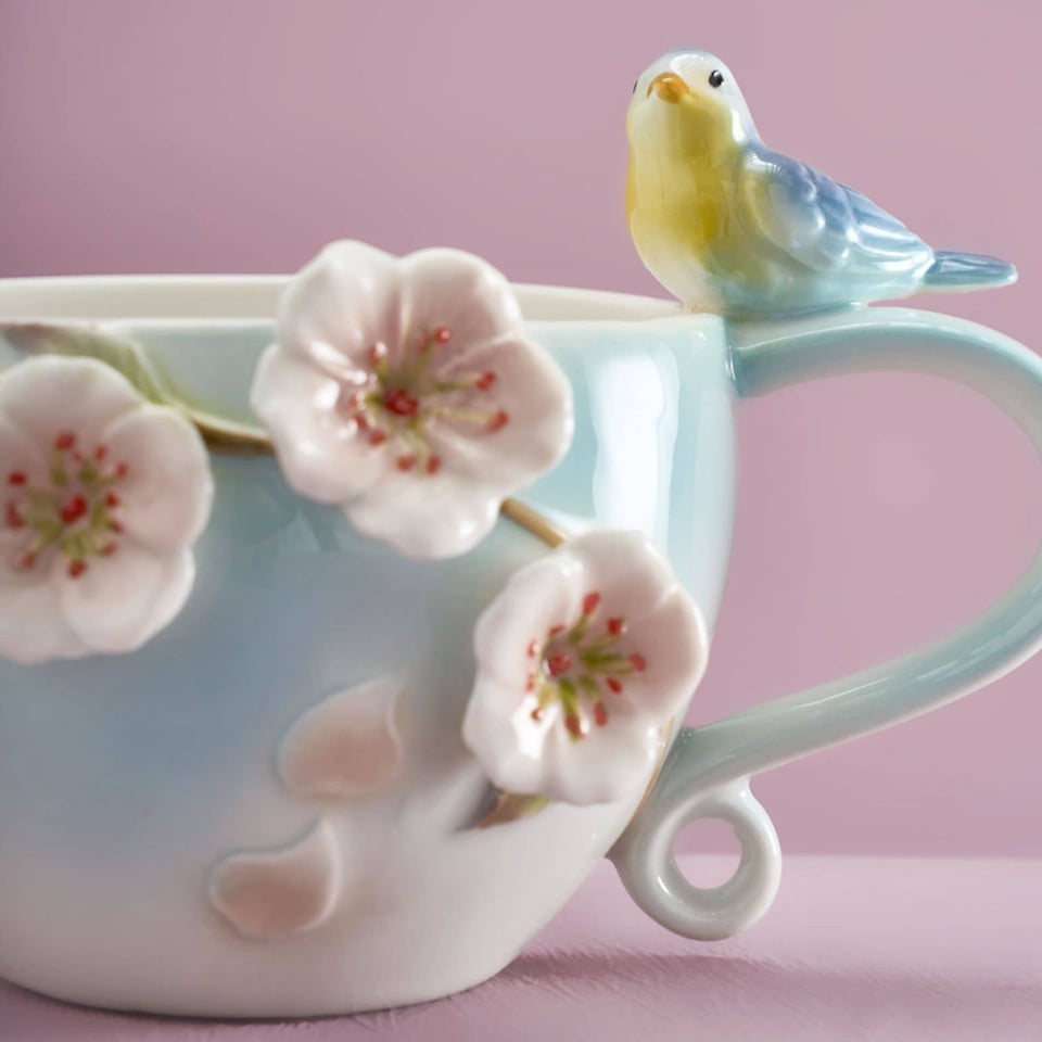 Theeset Vogels en Bloemen Multicolor - Theepot-Melkkan-Suikerpot