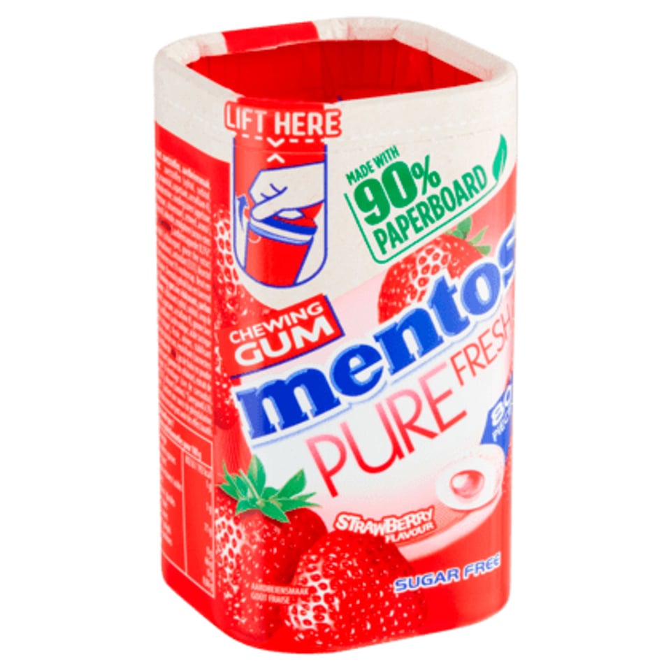 Mentos Gum Pure Fresh Aardbei Paperboard