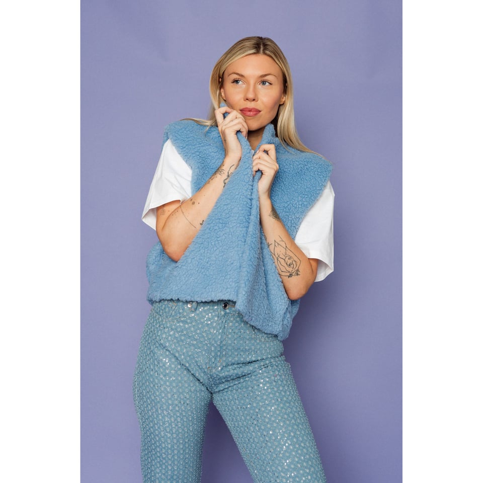 Teddy gilet blauw