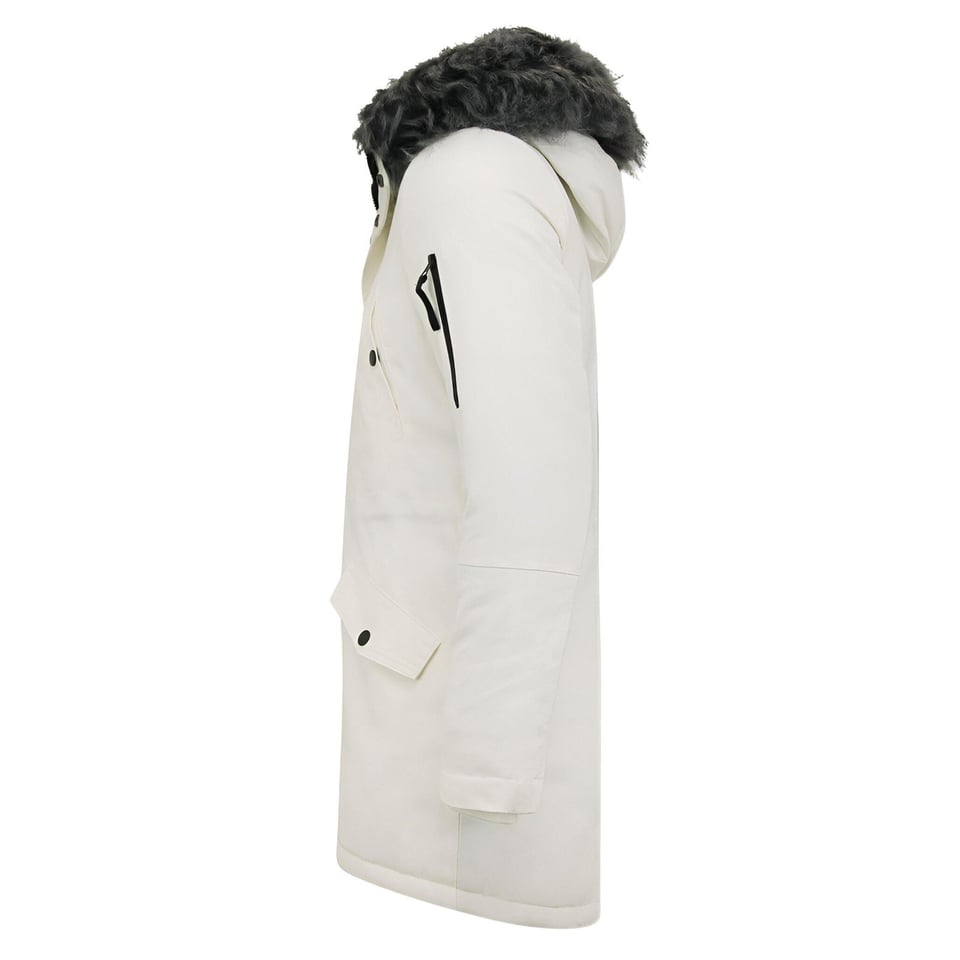 Lange Heren Winterjas Met Nep Bontkraag Wit