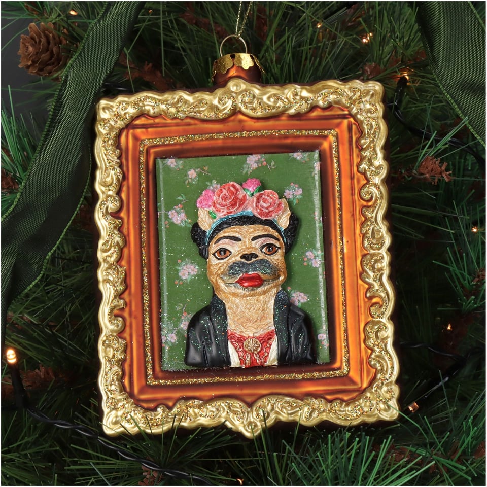 Kerstbal Frida Kahlo Zelfportret Hond