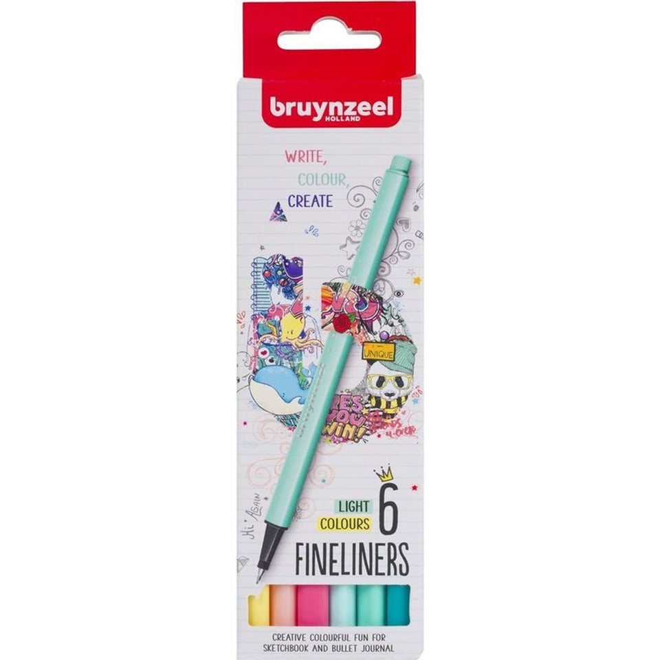 Bruynzeel Fineliner Set 6 Kleuren Pastel