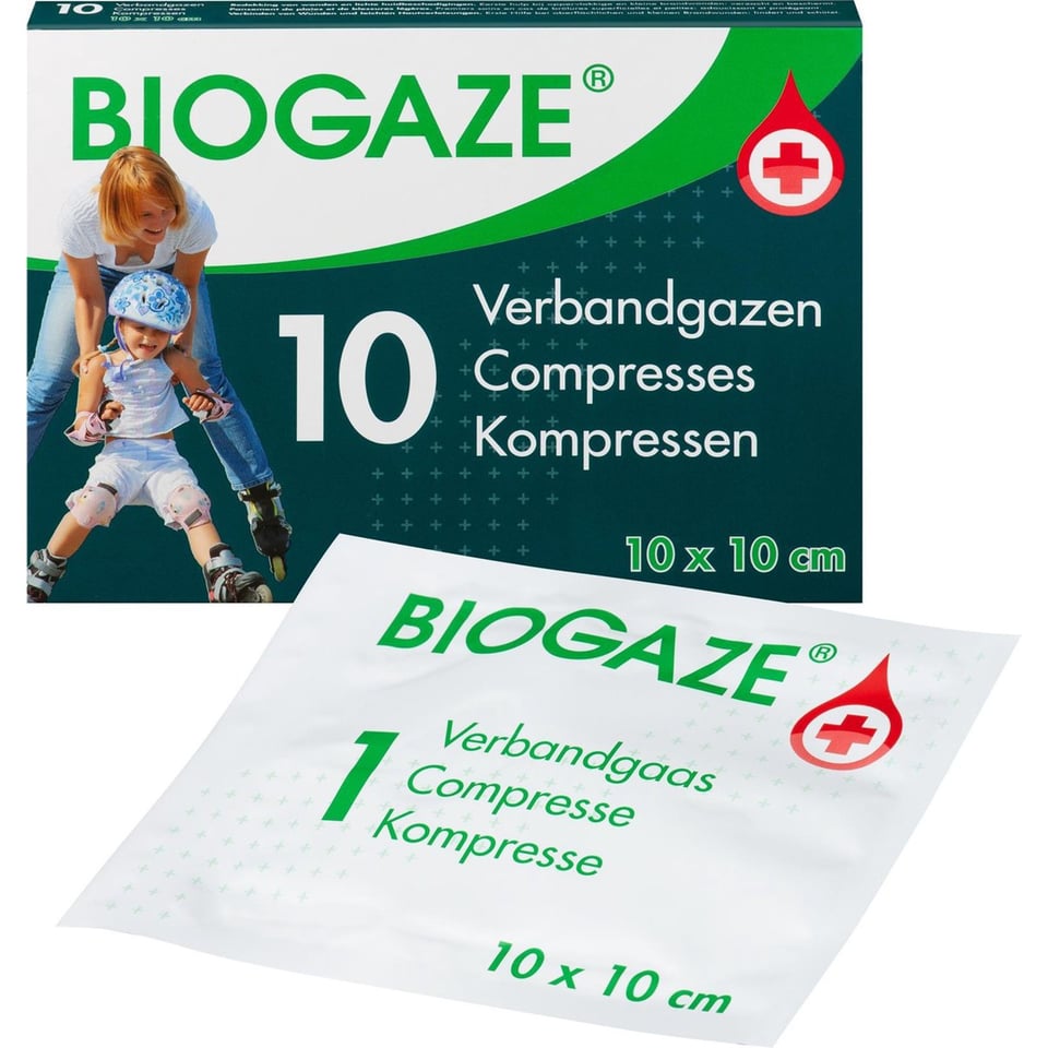 Biogaze Verbandgazen 10x10cm 10 St