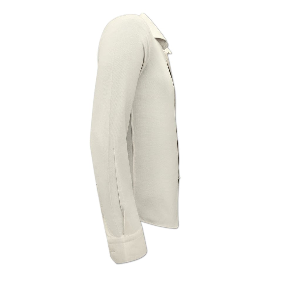 Oxford Effen Blouse Heren - Slim Fit Stretch - Beige
