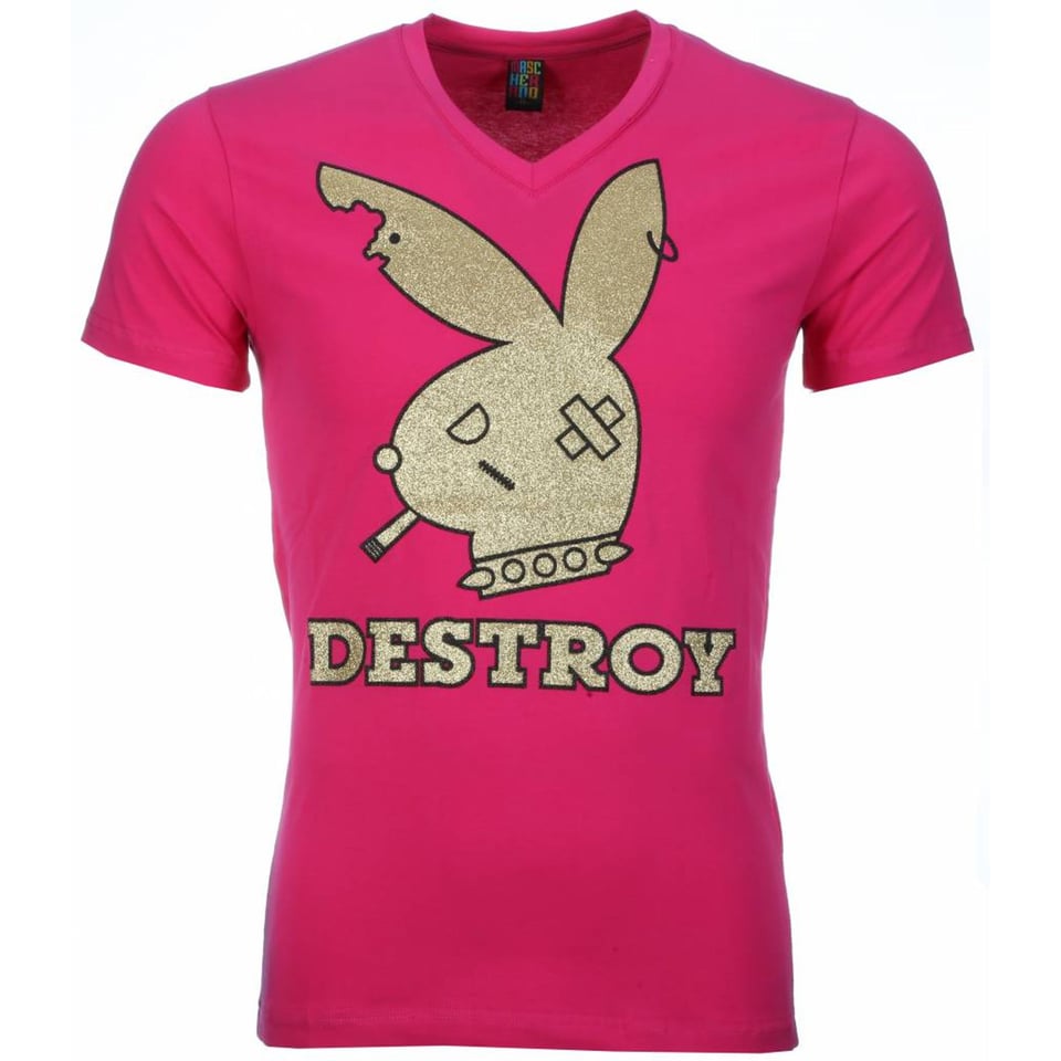 T-Shirt - Destroy Print - Roze