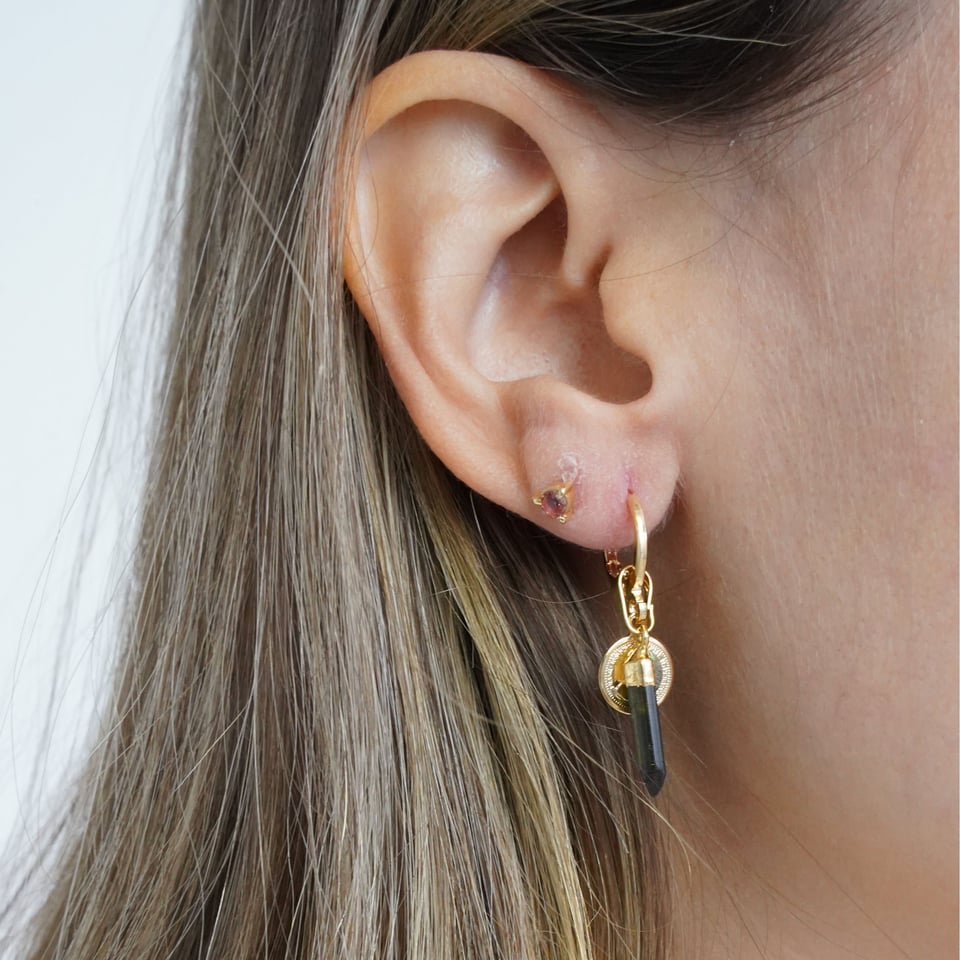 Green Tourmaline - Gold Earrings