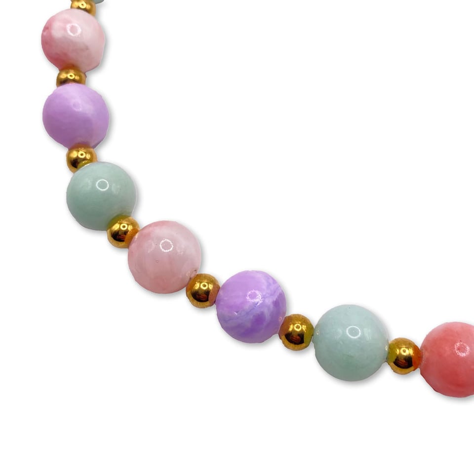 Kralenketting Soft Pastel Multi Goud RVS 42cm
