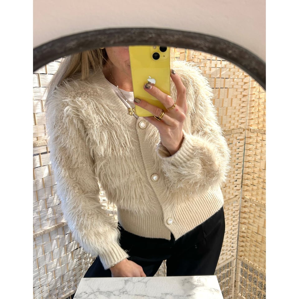 Beige Fluffy Jolie vest - Sparkle - OneSize