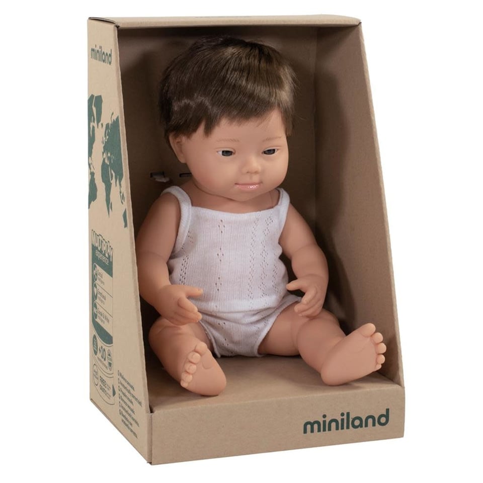 Miniland Babypop Waterdicht Jongen Met Syndroom Van Down 38 Cm +10 Mnd