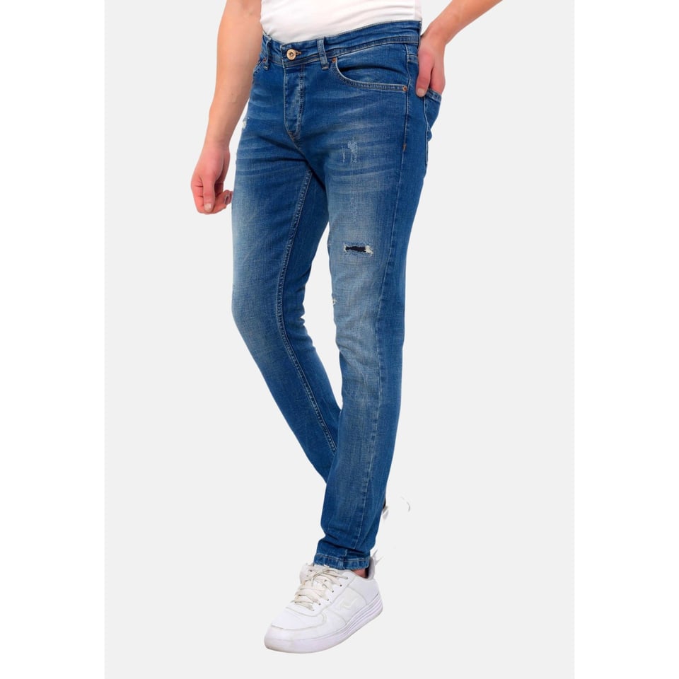 Jeans Heren Slim Fit Met Gaten -DC-036- Blauw