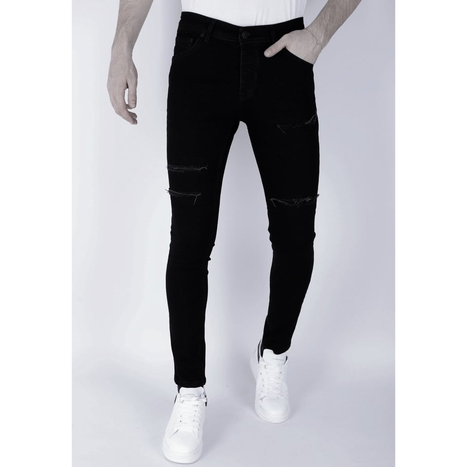 Zwarte Gescheurde Jeans Heren - Slim Fit -DP103