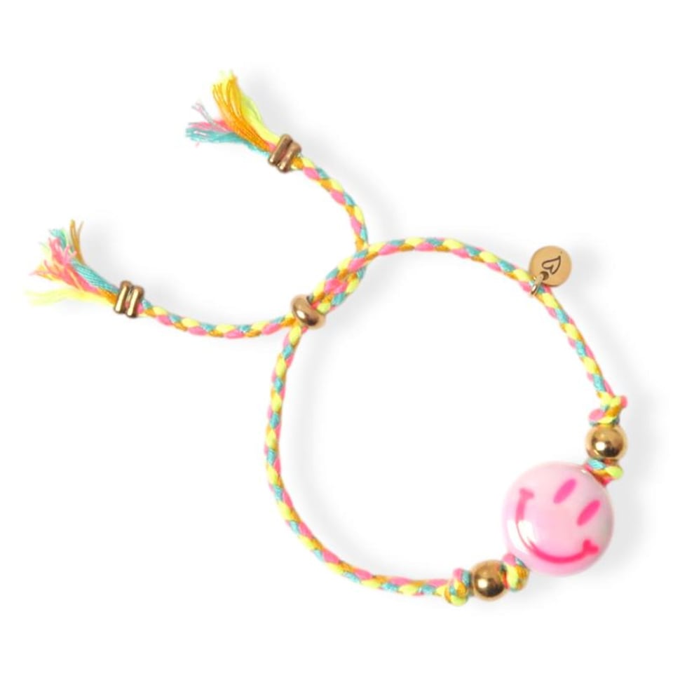 Love Issue Armbandje Happy Smiley Bright Pink Yellow