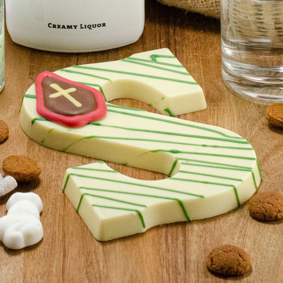 Chocoladeletter Boswandeling S - Wit - 200 Gram - Ambachtelijk Handgemaakt