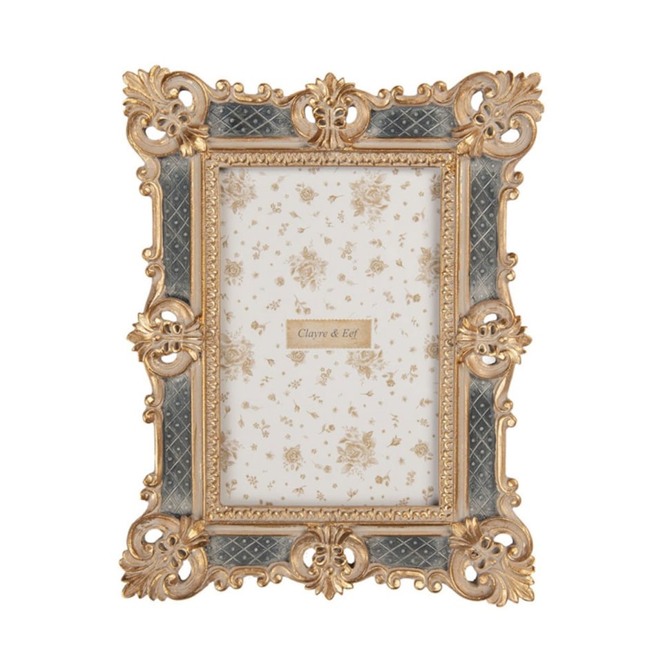 Fotolijstje Franse Lelies Goud Grijs 16x21cm - Foto 10x15cm