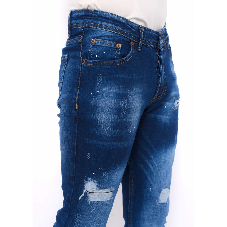 Blauwe Broek Met Gaten Heren Slim Fit -DC-043