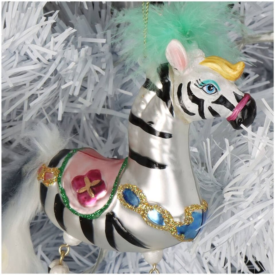 Kerstbal Zebra Met Bungelende Voeten