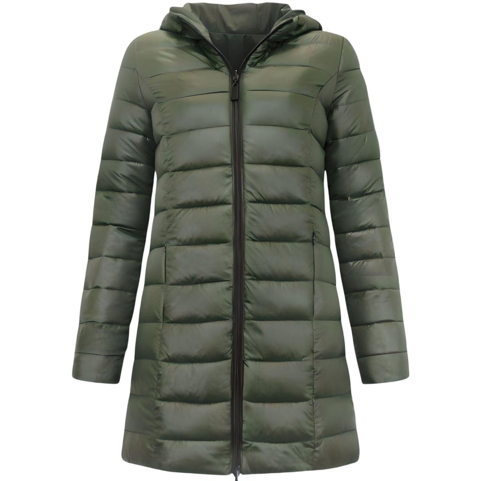 Double Face Dames Jassen Parka - Slim Fit - Groen