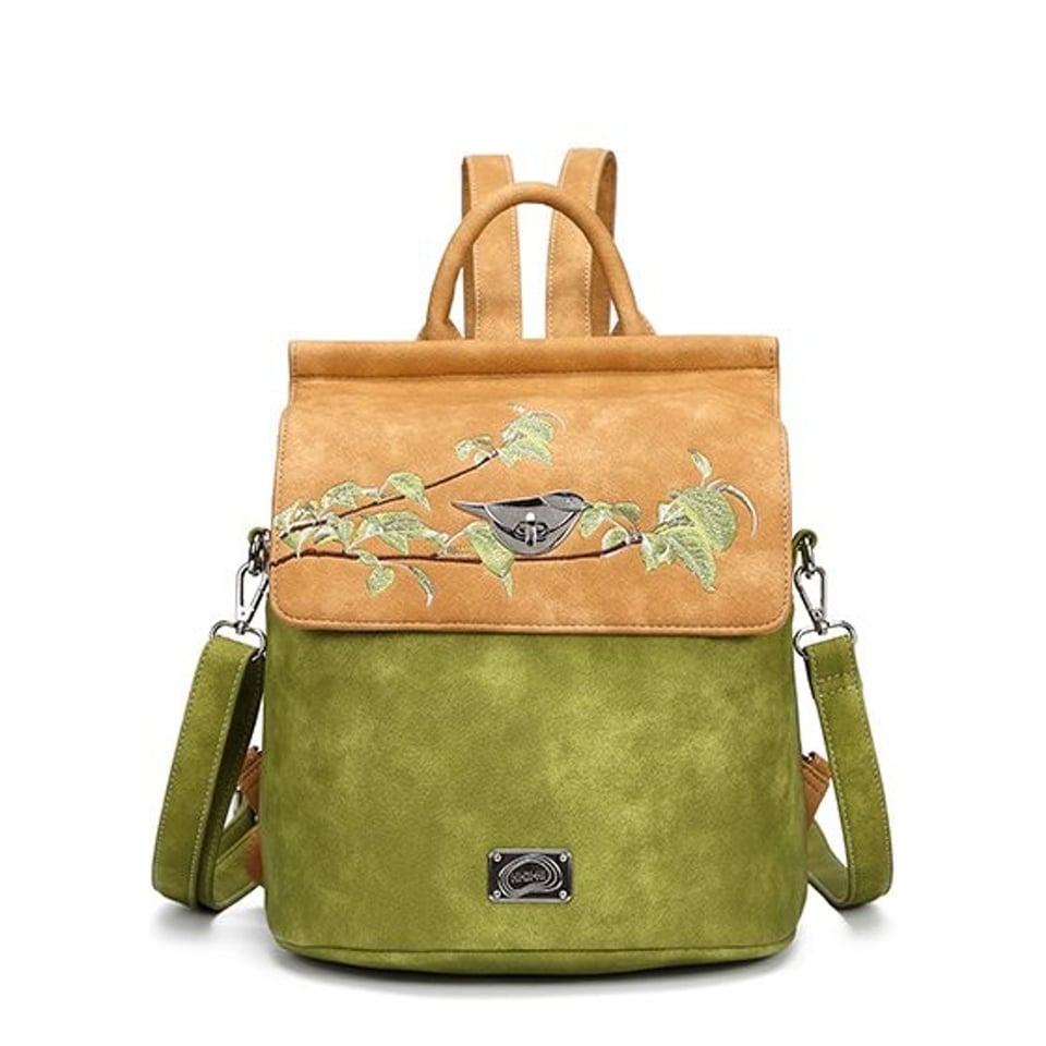 Hi Di Hi Hand- Schouder- Rugtas Maple Cognac Groen