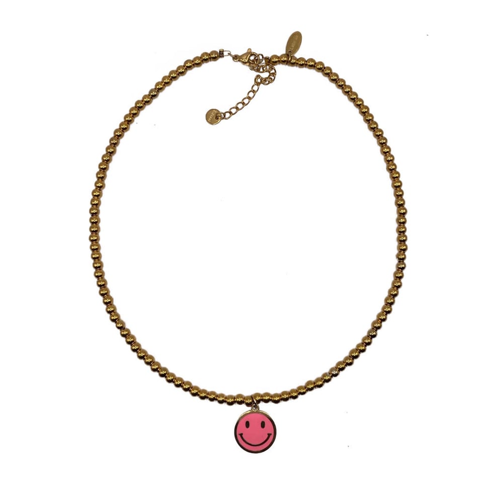 Ketting Smiley Goud Roestvrij Staal 40cm in 4 Kleuren