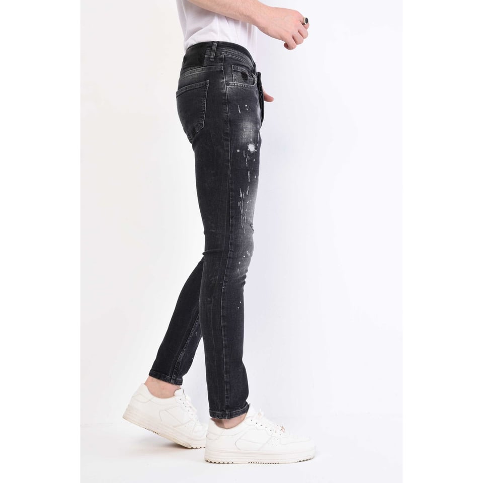 Heren Slim Fit Jeans Met Scheuren - 1056 - Grijs