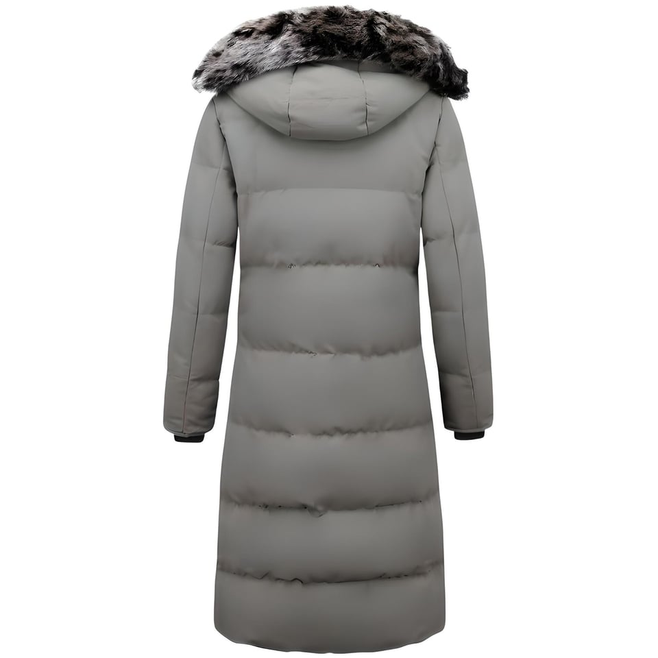 Lange Dames Puffer Jackets Met Capuchon - Grijs