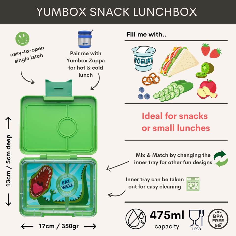 Yumbox Snack 3 Vakken Jurassic Green / Dinosaur - Jurassic Green / Groen