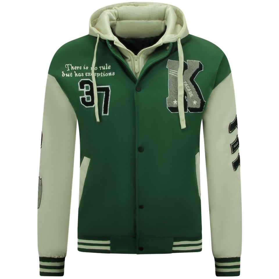 College Jack Heren Oversized Met Capuchon - 8630 - Groen