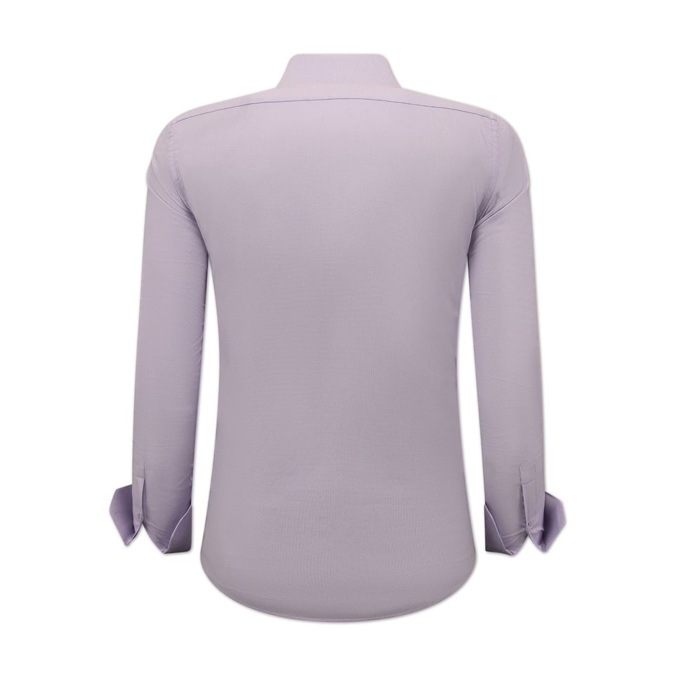 Getailleerde Heren Effen Oxford Shirt - Slim Fit Stretch - Paars