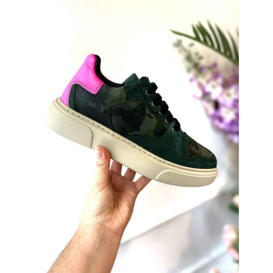 Army Green and Neon Pop Sneaker